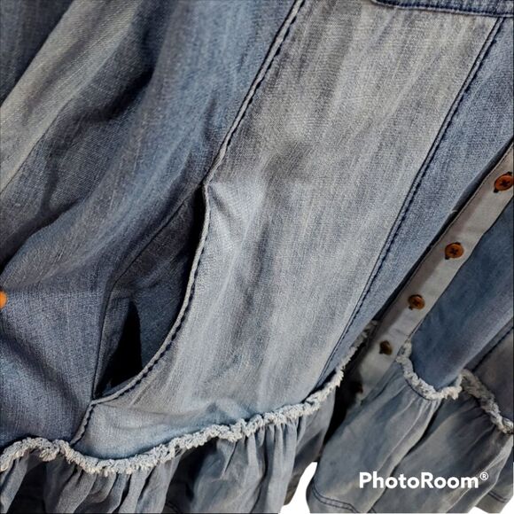 FREE PEOPLE Sun Burst Denim‎ Mini Dress Size XSMALL - Picture 11 of 16